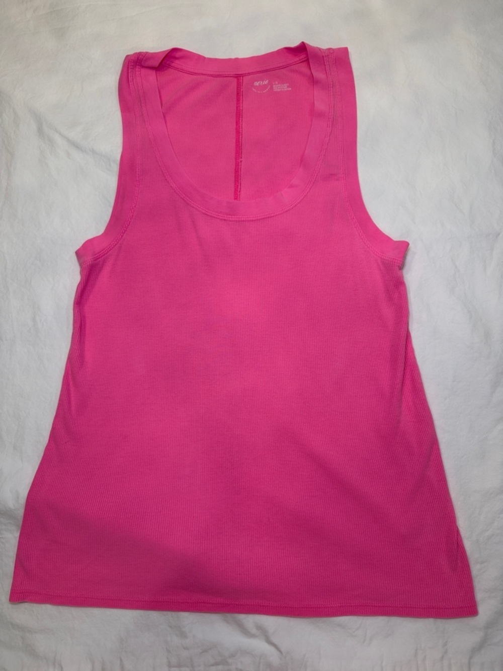 aerie Hot Pink Ribbed Scoop Tank NWOT
